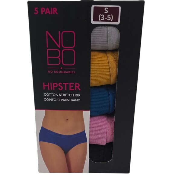 No Boundaries Cotton Stretch Ribbed 5-Pack Hipster NOBO Panties – Size Small - Picture 6 of 8